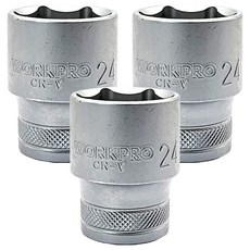 WORKPRO 短套筒 1/2" x 24mm WP274105, 3個