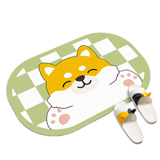 HOMEDAUM 可水洗軟Q矽藻土棋盤格動物臉地墊, 狗狗, 1個