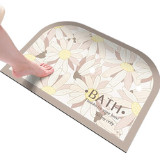 HOMEDAUM 可水洗軟Q矽藻土 FLOWER BATH 圓形地墊, 卡其棕, 1個