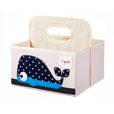 3 Sprouts 雙面手提收納籃, 寬版提把設計, 可折疊收納, 28 x 25 x 25cm, 鯨魚, 1個