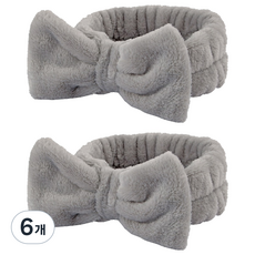 俏皮姐妹可愛洗臉髮帶, 6個, 灰色蝴蝶結