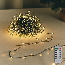 蜈蚣燈泡 LED 燈串 USB 1000燈 + 遙控器組合, 暖白光(燈串), 黑色(遙控器), ONE SIZE, 1套