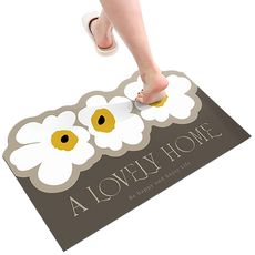 HOMEDAUM 可水洗軟Q硅藻土Lovely Home地墊, 棕色, 1個