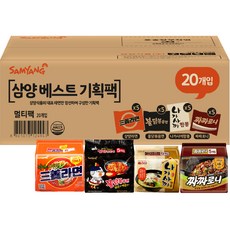 Samyang Foods 三養 元祖拉麵 120g 5包 + 火辣雞肉風味鐵板炒麵 140g 5包 + 炸醬麵 140g 5包 + 長崎白湯海鮮風味拉麵 115g 5包, 1組