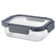 藍扣耐熱玻璃長型保鮮盒 微/蒸/烤三用 640ml 顏色隨機, 1 個容器 + 1 個蓋子, 1個