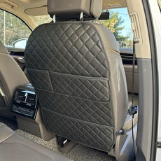 아이빌 퀄팅 킥매트 자동차 시트커버 엣지형 2포켓, 블랙 + 블랙스티치, 1개