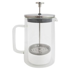 HouseKeeper 妙管家 雙層沖茶器 附壓桿 + 濾網, 1L, 1個, 銀色 + 透明色