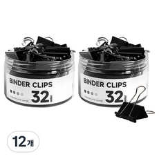 동아피엠에스 서류집게 더블클립 검정 32mm, 12개, 24개입, 대