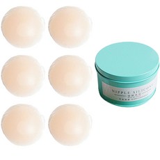 圓形胸貼 6.5cm 膚色 6入+收納罐 藍色組, 1套