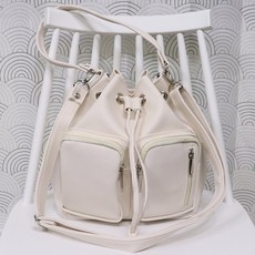 bonnie bottari 雙口袋托特肩背斜背包, 象牙白