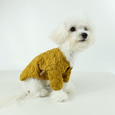 Grooming Dog 寵物絎縫鋪棉開襟衫, 芥末黃