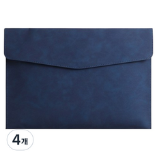 홍련 인조가죽 방수 A4 수납 파우치, 4개, 블루