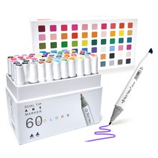 Fullcolors 全彩 雙頭圓頭斜頭豐富麥克筆組, 1套, 60色