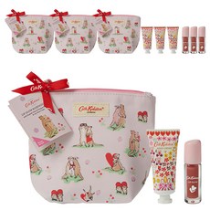 Cath Kidston 玫瑰木色潤唇膏 + 護手霜 + 化妝包套組, 4套