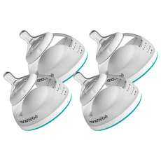 Nanobébé 母乳奶瓶, 可拆式奶嘴, 大口徑可手洗, 150ml 湖水藍, 4個