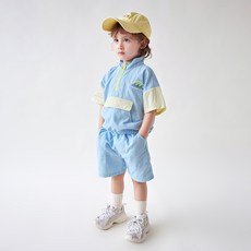 MARI N MORI 男童波浪化纖半拉鍊上下套裝