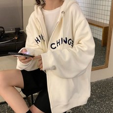 호랑나비 포근 레터링 컬러풀 임산부 루즈핏 후드집업