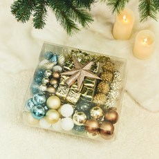 聖誕節裝飾品 樹木裝飾 多合一全套 100件組, 銀藍色, 1套