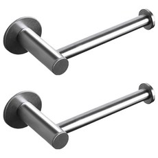 HappyEZ 免鑽孔簡約不鏽鋼捲筒衛生紙架毛巾架 圓形短版, 2個, 銀色