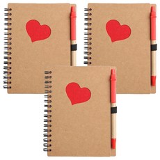 Tree Artville 愛心原子筆筆記本 12.5 x 15.5 cm 70頁, 紅色 + 藍色, 3個