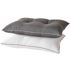 La Pomme 素色滾邊枕頭 2入, 白色, 炭灰色