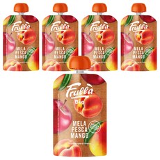 네추럴누바 유기농 생과일 누바 푸루라 짜먹는 퓨레, 혼합맛(사과/복숭아/망고), 100g, 5개