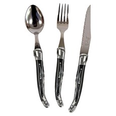 Laguiole Jean Neron 大理石黑餐具晚餐組, 餐匙, 餐叉, 餐刀, 1組, 大理石黑色