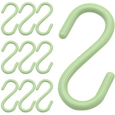 리빙홈디테일 다용도 플라스틱 심플 S자 걸이 소자, 그린, 10개