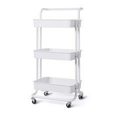 미까사 보니따 이동식 선반 핸들 트롤리, 화이트, 3단