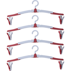 旅行攜帶式折疊衣架, 4入, 紅色