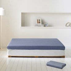 내추럴슬립 천연라텍스 매트리스 + 베개, 딥블루그레이, 7.5cm