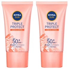 NIVEA 妮維雅 SUN 3重防護輕透防曬凝乳 SPF50+ PA+++ 控油不致痘 混合/油性肌適用, 40ml, 2件