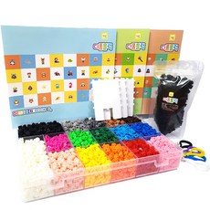 男童款 B 3000 奈米積木組 智力魔珠積木 16色 8mm 3000片 + 黑色 300片 + 包包掛飾 5個 + 積木底座 3個 + 100種圖案集, 混合顏色, 1個