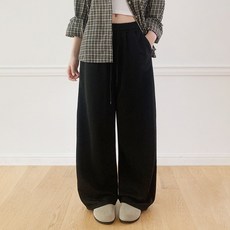 Planday 女款基本款居家外出服鬆緊帶運動寬版長褲