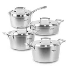 Bellevue IH爐適用五層不鏽鋼鍋具 4入, 單一顏色, 一側18cm+羊水20cm+羊水24cm+火鍋24cm