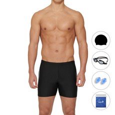 quaro 男士三分大尺碼室內泳褲 + 泳帽 + 泳鏡 + 耳塞 + 防水袋組合 ILM533S