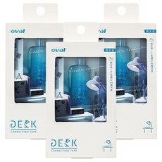 oval 歐文 桌上型修正帶 + 2入替換帶組合, 雨藍色(修正帶), 透明(替換帶), 3套