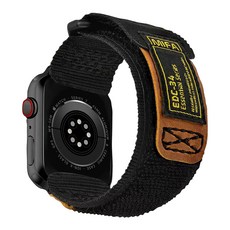 mifa EDC-34 戰術尼龍混搭真皮皮革運動錶帶 舒適透氣 展現個人風格, 1個, 黑棕