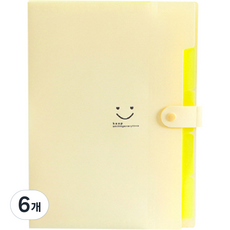 스마일리 아코디언파일 A4 5칸, 연노랑, 6개