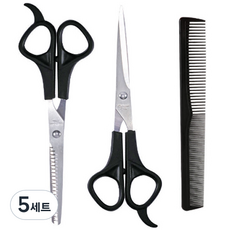 두림스 가정용 미용 가위 3종 세트, 5세트, 블랙