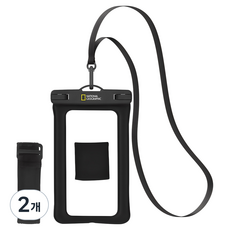 내셔널지오그래픽 4중 잠금 스마트폰 방수팩 + 넥스트랩 + 암밴드, 블랙, 2개