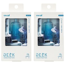 오발 데스크 수정테이프 + 리필 2p 세트, 레인 블루(수정테이프), 투명(리필), 2세트
