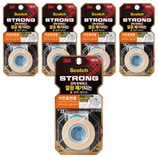 스카치 거친표면용 이지필 초강력 폼 양면테이프 15mm x 1m, 화이트, 5개