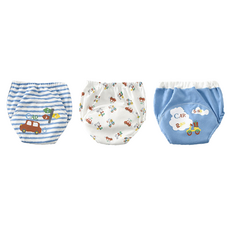 Vanibaby 幼兒學習褲 Set 3件, 6層紗布, 柔軟舒適, 防水透氣, 醫學級脫脂棉, 潔淨安全, 100cm, 小小汽車, 1組