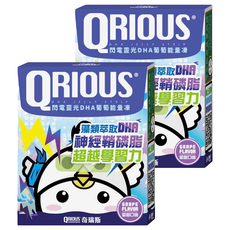QRIOUS 奇瑞斯 閃電靈光DHA+神經鞘磷脂葡萄能量凍, 藻類萃取DHA, 超越學習力, 葡萄口味, 15包, 2盒