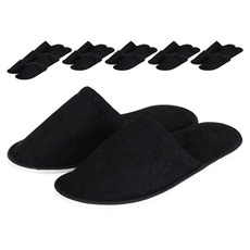 室內拖鞋 毛巾布 D, 黑色