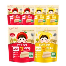 Pure Eat 孩童風味米餅 6入組, 蘋果口味+香蕉口味, 1組, 180g
