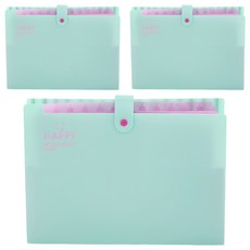 Abern 12格微笑馬卡龍活頁夾, 薄荷綠, 3個