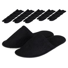 室內拖鞋 毛巾布 D, 黑色