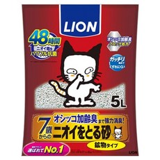 LION 獅王 除臭貓砂 超凝結 加齡臭強化除臭 7歲以上適用, 除臭, 5L, 1包